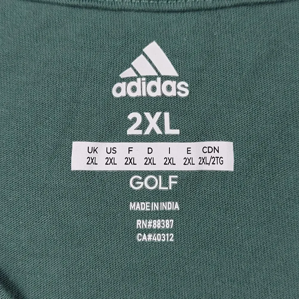 Adidas Golf Short Sleeve Green Tee T-Shirt Size 2XL Mens